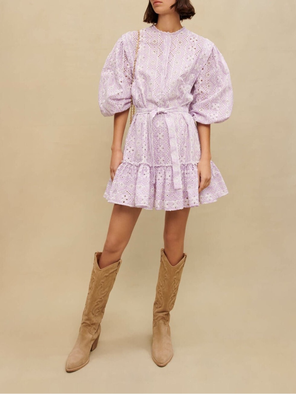 MAJE Embroidered cotton mini dress